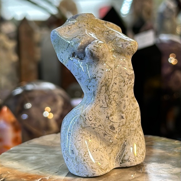 Ocean Jasper Crystal Female Body Carving With Druzy! - Picture 1 of 10